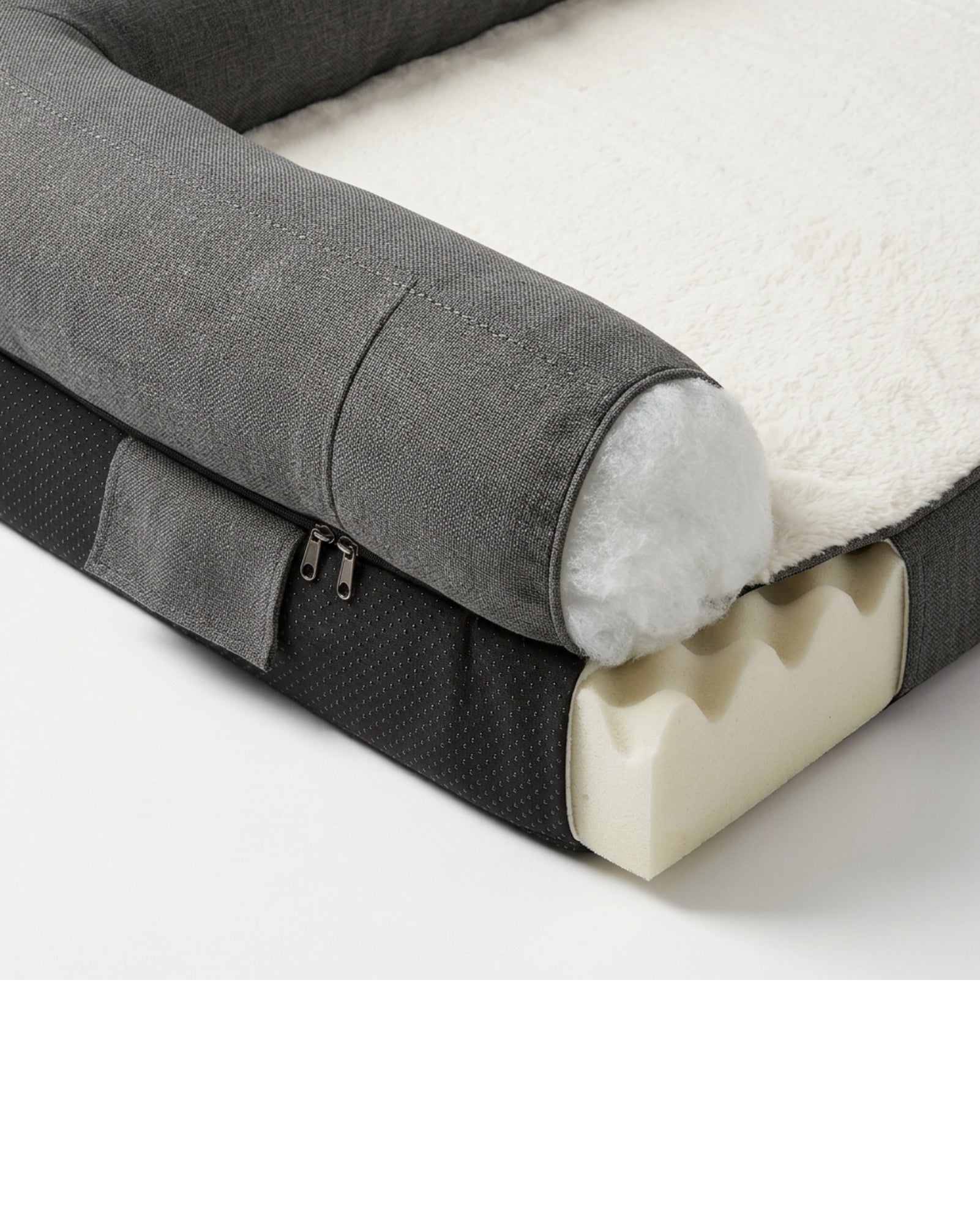 Loftx XL Bolster Foam Dog Bed 110 x 80 cm Graphite and Ivory - Detail view