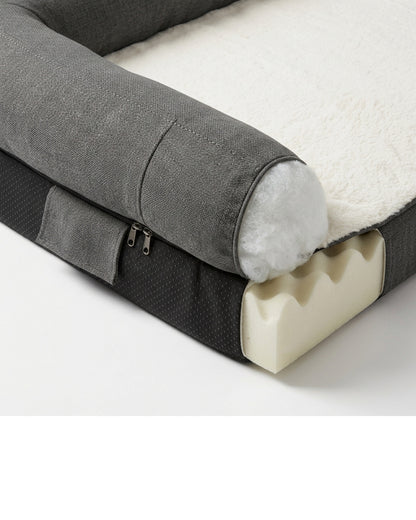 Loftx XL Bolster Foam Dog Bed 110 x 80 cm Graphite and Ivory - Detail view